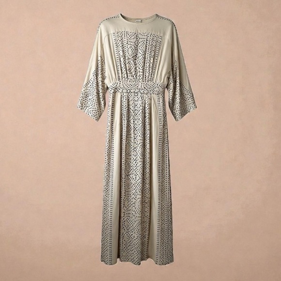 Free People Modern Kimono Dress Size 4 Boho Minimal Neutral Festival - Picture 2 of 9